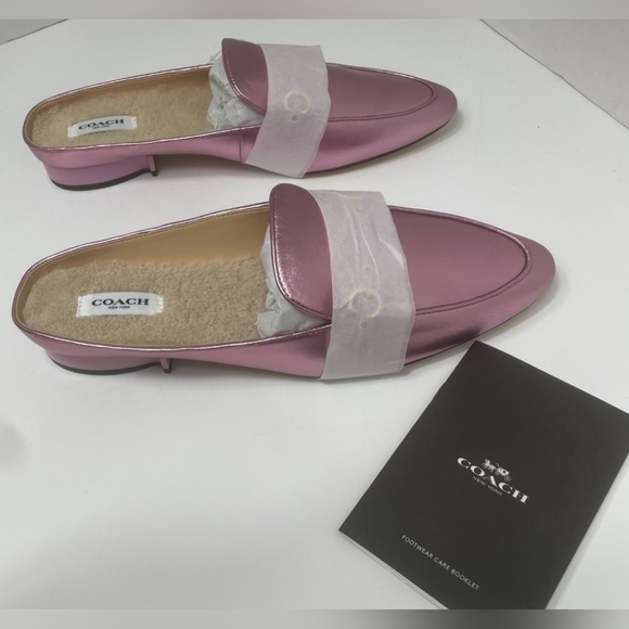 Coach Irene Shearling Metalic Pink Mules size 9 - Picture 3 of 12